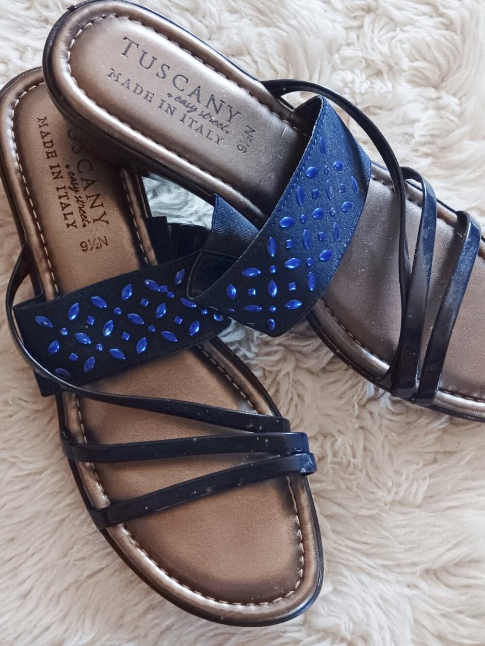Italian Lovely! Awesome blue rhinestone sandals.